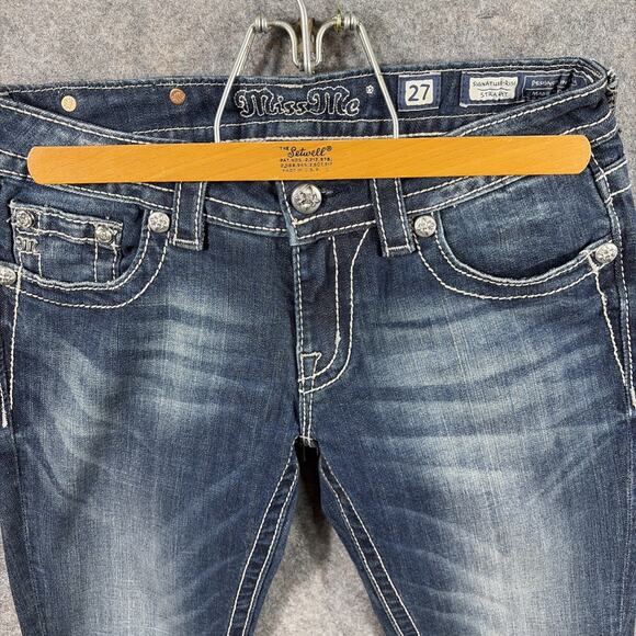 Miss Me Womens Ankle Straight Mid-Rise Distressed Raw Hem Jeans Size 27 - Picture 2 of 13